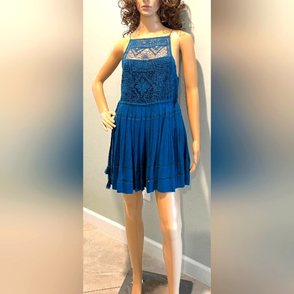 Free People Emily Dress in Dark Teal Size Small  New With Tags‎